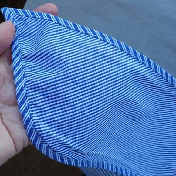 Parker Lauralie Combo Dress size 4 blue stripes halter fit & flare cotton lined - Picture 13 of 14